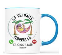 Mug Personnalisé Prénom - La Retraite M'appelle Et Je Dois Y Aller - Cadeau Retraite Femme, Cadeau Retraite Homme, Cadeau Depart Retraite Humoristique,Mug Retraite,Tasse Retraite