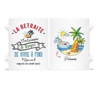 Mug Personnalisé Prénom - La Retraite Vivre à Fond - Cadeau Retraite, Cadeau Depart Retraite, Cadeaux Retraite, Cadeau Retraite Homme, Mug Retraite, Tasse Retraite