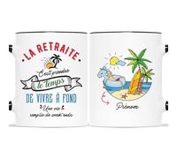 Mug Personnalisé Prénom - La Retraite Vivre à Fond - Cadeau Retraite, Cadeau Depart Retraite, Cadeaux Retraite, Cadeau Retraite Homme, Mug Retraite, Tasse Retraite