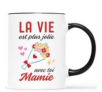 Mug Personnalisé Prénom - La Vie Est Plus Jolie Avec Mamie - Cadeau Personnalisé Mamie, Mug Personnalisé Mamie, Tasse Personnalisable Mamie, Mug Grand Mere, Tasse Mamie