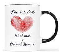 Mug Personnalisé Prénom - L'amour C'Est Toi Et Moi - Cadeau Personnalisé Saint Valentin, Cadeau Romantique, Cadeau Amoureux, Cadeau Couple, Mug Personnalisé Saint Valentin