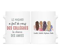 Mug Personnalisé Prénom - Le Hasard A Fait De Nous Des Collègues La Chance Des Amies - Cadeau Collegue De Travail Femme, Cadeau Collègue, Tasse Personnalisable Collegue