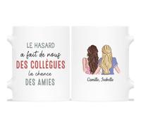 Mug Personnalisé Prénom - Le Hasard A Fait De Nous Des Collègues La Chance Des Amies - Cadeau Collegue De Travail Femme, Cadeau Collègue, Tasse Personnalisable Collegue