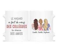 Mug Personnalisé Prénom - Le Hasard A Fait De Nous Des Collègues La Chance Des Amies - Cadeau Collegue De Travail Femme, Cadeau Collègue, Tasse Personnalisable Collegue