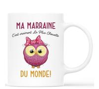 Mug Personnalisé Prénom - Ma Marrain C'est Vraiment La Plus Chouette Du Monde - Cadeau Marraine, Cadeau Parrain Marraine Bapteme, Cadeau Marraine Personnalisé, Tasse Marraine