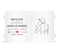 Mug Personnalisé Prénom - Ma Place Préférée Est À Tes Côtés - Cadeau Couple, Maitresse, Noce - Tasse Personnalisable Amour, Amoureux