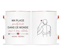 Mug Personnalisé Prénom - Ma Place Préférée Est À Tes Côtés - Cadeau Couple, Maitresse, Noce - Tasse Personnalisable Amour, Amoureux