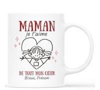 Mug Personnalisé Prénom - Maman Je t'Aime de Tout Mon Cœur - Cadeau Maman Personnalisé, Tasse Personnalisé Maman, Mug Personnalisé Fete Des Meres, Tasse Personnalisable Maman