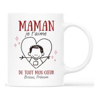 Mug Personnalisé Prénom - Maman Je t'Aime de Tout Mon Cœur - Cadeau Maman Personnalisé, Tasse Personnalisé Maman, Mug Personnalisé Fete Des Meres, Tasse Personnalisable Maman