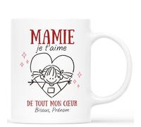 Mug Personnalisé Prénom - Mamie Je t'Aime de Tout Mon Cœur - Cadeau Mamie Personnalisé, Cadeau Fete des Mamie Personnalisé, Mug Personnalisé Mamie, Tasse Personnalisée Mamie