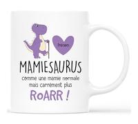 Mug Personnalisé Prénom - Mamiesaurus Comme Une Grand-Mère Normale Mais Carrément Plus Roarr - Cadeau Pour Mamie, Tasse Personnalisé Mamie, Mug Personnalisé Fete Des Meres