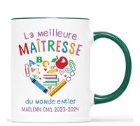 Mug Personnalisé Prénom - Meilleure Maîtresse du Monde - Cadeau Personnalisé Maitresse, Cadeau Maitresse Fin D'année, Mug Personnalisé Merci Maitresse