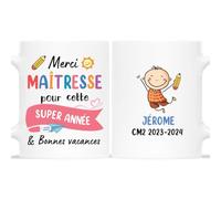 Mug Personnalisé Prénom - Merci Maîtresse Pour Cette Super Année - Cadeau Personnalisé Maitresse, Cadeau Maîtresse, Cadeau Maitresse Fin D'année, Mug Personnalisé Merci Maitresse