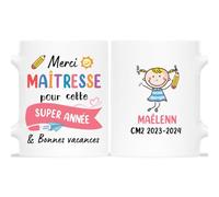Mug Personnalisé Prénom - Merci Maîtresse Pour Cette Super Année - Cadeau Personnalisé Maitresse, Cadeau Maîtresse, Cadeau Maitresse Fin D'année, Mug Personnalisé Merci Maitresse