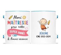 Mug Personnalisé Prénom - Merci Maîtresse Pour Cette Super Année - Cadeau Personnalisé Maitresse, Cadeau Maîtresse, Cadeau Maitresse Fin D'année, Mug Personnalisé Merci Maitresse