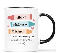 Mug Personnalisé Prénom - Merci Maîtresse Tu Vas Me Manquer - Cadeau Personnalisé Maitresse, Cadeau Maîtresse, Cadeau Maitresse Fin D'année, Mug Personnalisé Merci Maitresse