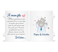 Mug Personnalisé Prénom - Mon Fils Je t'Aime - Cadeau Papa Personnalisé, Tasse Papa Personnalisé, Mug Meilleur Papa, À Mon Fils, Cadeau A Mon Fils, Cadeau Fils