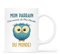Mug Personnalisé Prénom - Mon Parrain C'est Vraiment Le Plus Chouette Du Monde - Cadeau Parrain, Cadeau Parrain Marraine Bapteme, Cadeau Parrain Personnalisé, Mug Parrain