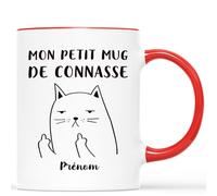 Mug Personnalisé Prénom - Mon Petit Mug De Connasse - Tasse a cafe Humour, Mug Drole, Tasse message Humour, Tasse Humoristique, Tasse Rigolote femme (Rouge)