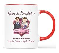 Mug Personnalisé Prénom - Mug 20 Ans De Mariage Noces De Porcelaine - Idée Cadeau Anniversaire Mariage, Cadeau de Mariage Personnalisé, Cadeau Personnalisé Mariage