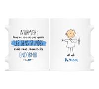 Mug Personnalisé Prénom - Ne Pouvons Pas Guérir Les Gens Stupides Mais Pouvons Les Endormir - Cadeau Drole Collegue, Cadeau Infirmier, Cadeau Infirmier Homme, Mug Rigolo Collegue