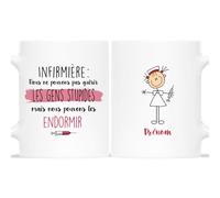Mug Personnalisé Prénom - Ne Pouvons Pas Guérir Les Gens Stupides Mais Pouvons Les Endormir - Drôle Pour Collègue, Infirmière - Idée Cadeau Infirmière, Tasse