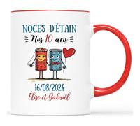 Mug Personnalisé Prénom - Noces d'Étain - Cadeau Anniversaire de Mariage, Idée Cadeau Anniversaire Mariage, Tasse Noce d'Étain, Mug 10 Ans de Mariage Cadeau, Mug Amour