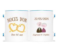 Mug Personnalisé Prénom - Noces d'Or - Idée Cadeau Anniversaire Mariage, Cadeau de Mariage Personnalisé, Cadeau 50 Ans de Mariage, Cadeau Personnalisé Mariage
