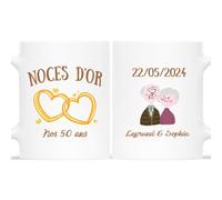 Mug Personnalisé Prénom - Noces d'Or - Idée Cadeau Anniversaire Mariage, Cadeau de Mariage Personnalisé, Cadeau 50 Ans de Mariage, Cadeau Personnalisé Mariage