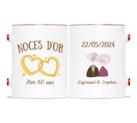 Mug Personnalisé Prénom - Noces d'Or - Idée Cadeau Anniversaire Mariage, Cadeau de Mariage Personnalisé, Cadeau 50 Ans de Mariage, Cadeau Personnalisé Mariage