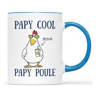 Mug Personnalisé Prénom - Papy Cool Papy Poule - Cadeau Fete Papy, Cadeau Anniversaire Papy, Cadeau Papy Personnalisé, Tasse Super Papy, Tasse Papy, Tasse Grand Pere