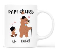 Mug Personnalisé Prénom - Papy Ours - Cadeau Fete Des Papy Personnalisé, Cadeau Anniversaire, Noël, Tasse Super Papy, Papi Mug