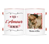 Mug Personnalisé Prénom/Photo - L'Amour de Ma Vie - Cadeau Saint Valentin, Cadeau Pour Son Amoureux, Tasse Couple Amoureux, Tasse Amoureux, Tasses Saint Valentin, Tasse Amour