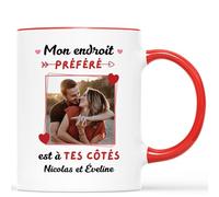 Mug Personnalisé Prénom/Photo - Mon Endroit Préféré - Cadeau Saint Valentin, Cadeau Pour Son Amoureux, Tasse Couple Amoureux, Mug Je t'Aime, Tasses Saint Valentin, Tasse Amour