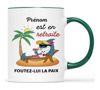 Mug Personnalisé Prénom - Prénom Est En Retraite Foutez-lui La Paix - Cadeau Retraite Femme, Cadeau Retraite, Cadeau Depart Retraite Humoristique, Mug Retraite, Tasse Retraite