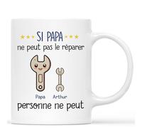 Mug Personnalisé Prénom - Si Papa Ne Peut Pas Le Réparer Personne Ne Peut - Cadeau Fete Des Peres Personnalisé, Cadeau Papa Personnalisé, Tasse Personnalisable Fete Des Pere