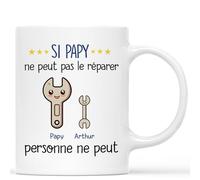 Mug Personnalisé Prénom - Si Papy Ne Peut Pas Le Réparer Personne Ne Peut - Cadeau Fete Papy, Cadeau Anniversaire Papy, Cadeau Papy Personnalisé, Tasse Super Papy, Tasse Papy