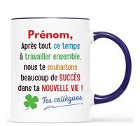 Mug Personnalisé Prénom - Succès Dans Ta Nouvelle Vie - Cadeau Depart Collegue, Mug Départ Collègue Travail et Nouvel Emploi, Tasse Collegue, Mug Collegue de Travail