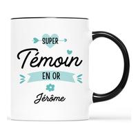 Mug Personnalisé Prénom - Super Témoin En Or - Cadeau Mariage Invité, Cadeau Temoin Mariage, Cadeau pour Témoin Mariage, Cadeau Temoin, Cadeau Temoin Mariage Homme
