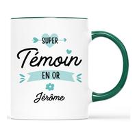 Mug Personnalisé Prénom - Super Témoin En Or - Cadeau Mariage Invité, Cadeau Temoin Mariage, Cadeau pour Témoin Mariage, Cadeau Temoin, Cadeau Temoin Mariage Homme