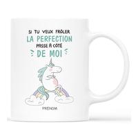 Mug Personnalisé Prénom - Tasse Licorne Si Tu Veux Frôler La Perfection - Mug Drole, Mug Humour, Tasse Humoristique, Mug Tasse Humour, Mug Rigolo, Mug Drole Homme