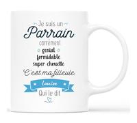 Mug Personnalisé Prénom - Tasse Parrain et Filleule - Cadeau Baptême, Noël, Anniversaire Naissance Bébé, Mug Baptême, Marraine Parrain