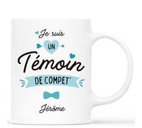 Mug Personnalisé Prénom - Témoin de Compet' - Cadeau Mariage Invité, Cadeau Temoin Mariage, Cadeau pour Témoin Mariage, Cadeau Temoin, Cadeau Temoin Mariage Homme