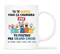 Mug Personnalisé Prénom - Tu Te Barres Mais Ça Changera Rien - Cadeau Rigolo Collègue, Idée Cadeau Départ Collègue, Cadeau Retraite, Tasse Depart, Mug Amitie, Mug Drôle