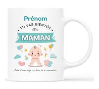 Mug Personnalisé Prénom - Tu Vas Bientôt Être Maman - Cadeau Pour Futur Parents, Cadeau Maternité, Cadeau Annonce de Grossesse, Mug Fêtes Des Mères Enceinte, Mug Grossesse