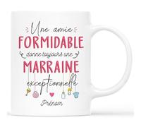 Mug Personnalisé Prénom - Une Amie Formidable Font Toujours Une Marraine D'Exception - Cadeau Marraine, Cadeau Parrain Marraine Bapteme, Tasse Marraine Personnalisé