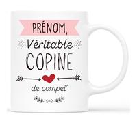 Mug Personnalisé Prénom - Véritable Copine de Compet' - Cadeau Personnalisé Saint Valentin, Cadeau Romantique, Cadeau Couple Amoureux, Mug Personnalisé Saint Valentin