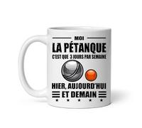 Mug pétanque 3 fois par semaine drôle bouliste boccia Tasse pétanque