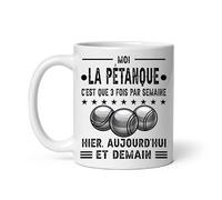 Mug pétanque 3 fois par semaine humour bouliste boccia Tasse pétanque