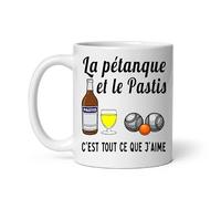 Mug pétanque pastis c'est tout ce que j'aime Apéro Alcool Tasse pastis